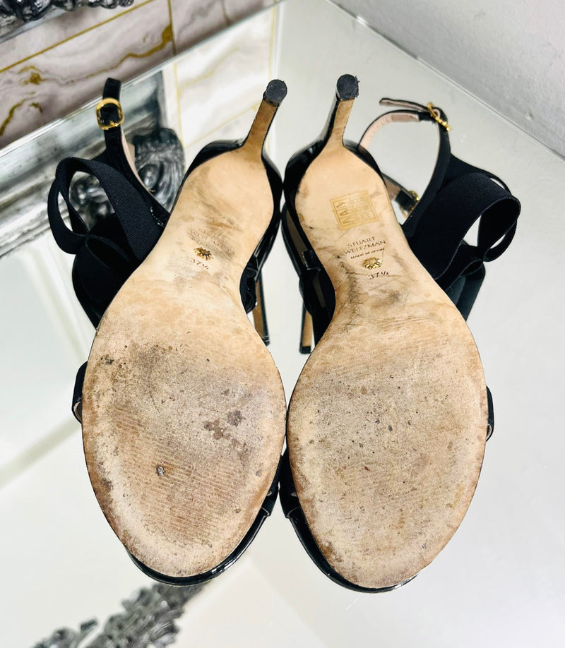 Stuart Weitzman Cross Strap Patent Leather Sandals. Size 37.5