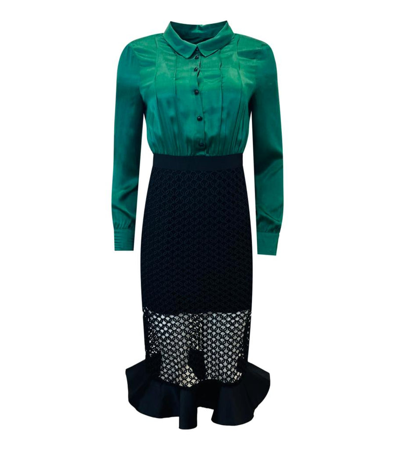 Self-Portrait Silk & Openwork Dress. Size 10UK