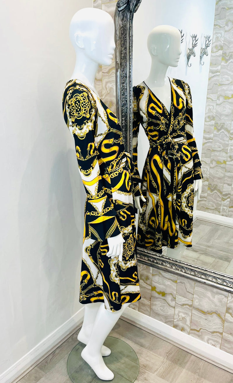 Hale Bob Chain Print Wrap Dress. Size S