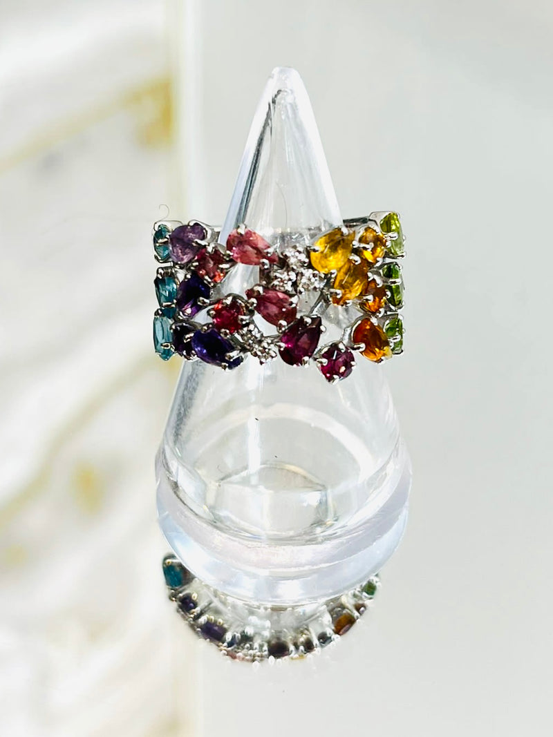 H Stern Rainbow Gemstone Ring In 18k White Gold