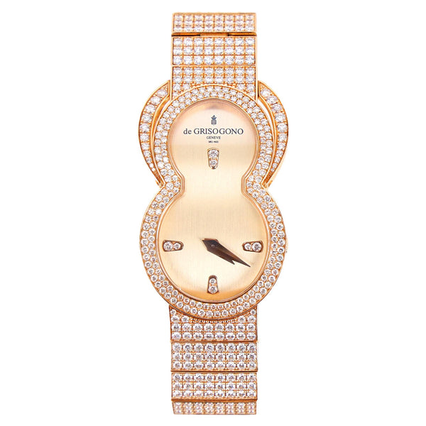 De Grisogono 'Be Eight' 18k Rose Gold & Diamond Watch