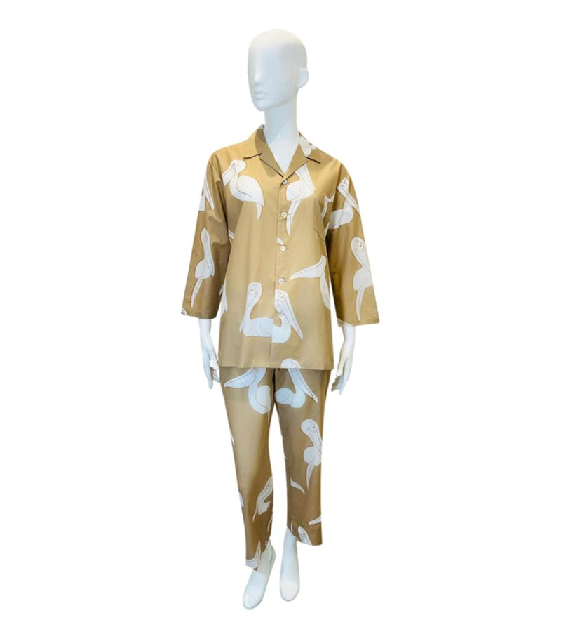 Olivia Von Hale Cotton & Silk Pelican Print Pyjamas. Size S