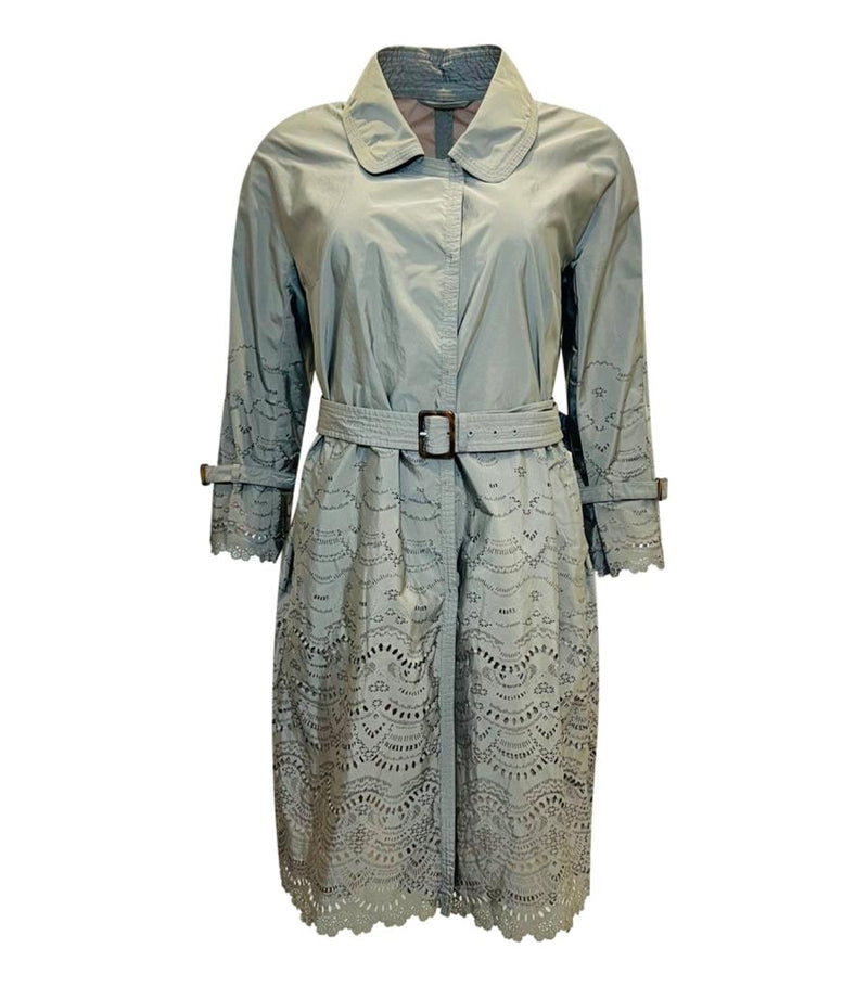 Ermanno Scervino Lace Detailed Belted Coat. Size 44IT