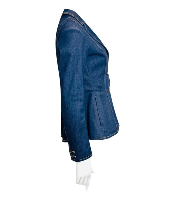 Christian Dior Denim Bar Jacket With Bee Embroidery. Size 38FR