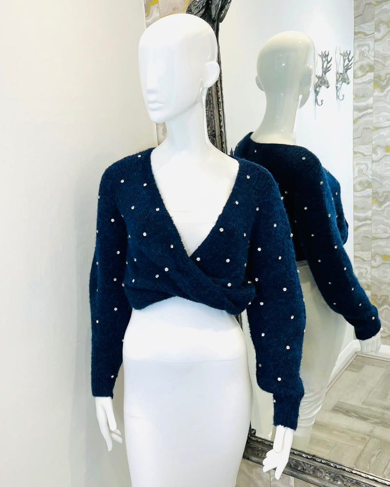 Self Portrait Alpaca & Wool Blend Crystal Jumper. Size S