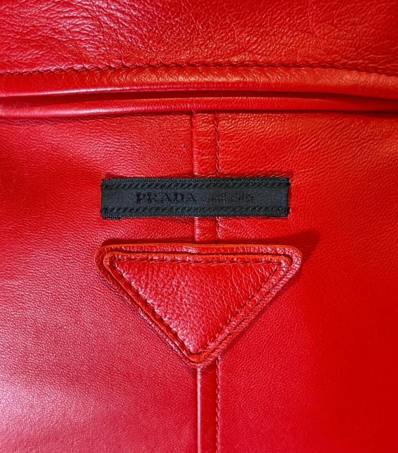 Prada Custom Painted Leather & Mink Fur Biker Jacket. Size M