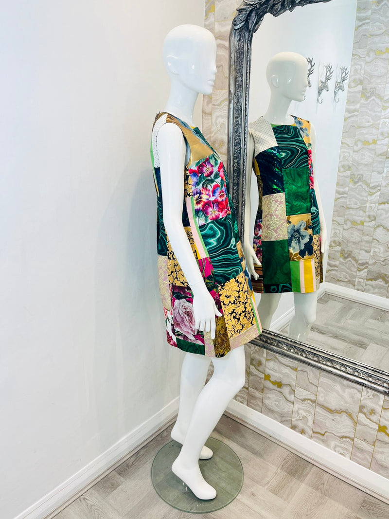 Dolce & Gabbana Brocade & Lame Patchwork Dress. Size 44IT