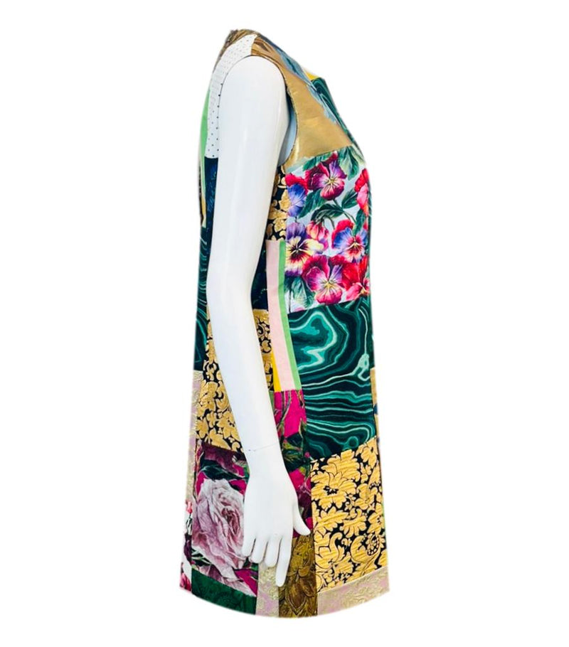 Dolce & Gabbana Brocade & Lame Patchwork Dress. Size 44IT