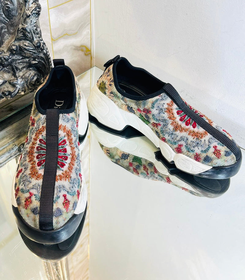Dior Bead Embroidered Mesh Sneakers. Size 37.5