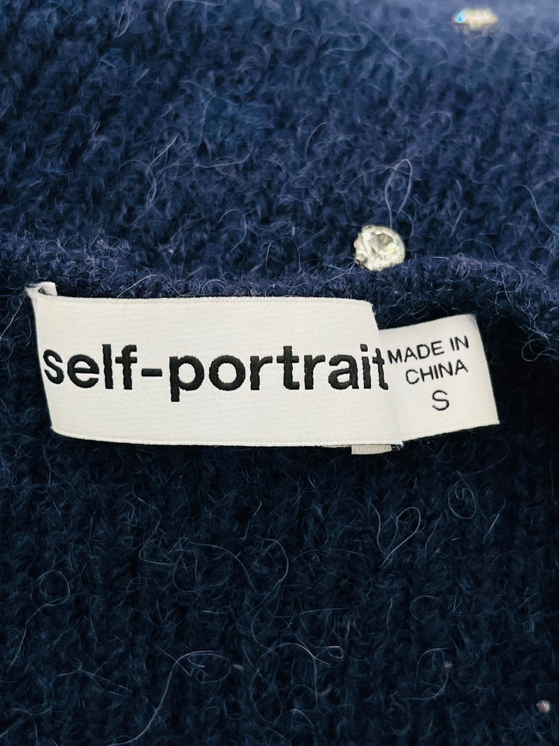 Self Portrait Alpaca & Wool Blend Crystal Jumper. Size S