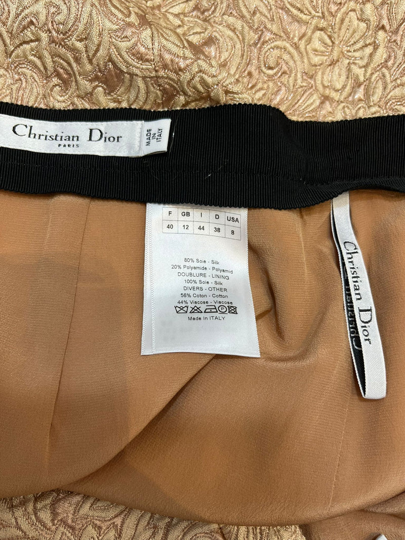 Christian Dior Silk Jacquard Two-Piece Top & Skirt. Size 40FR