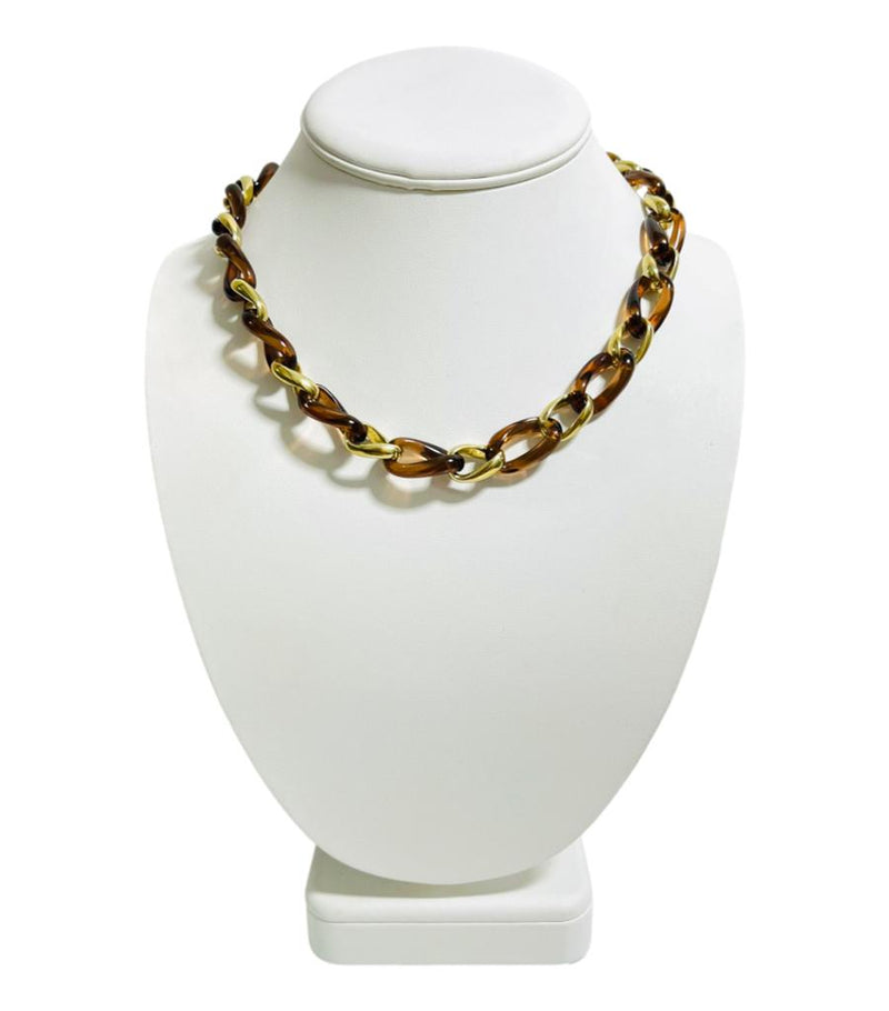 Angelique De Paris Resin & 18K Gold Plated Sterling Silver Link Necklace