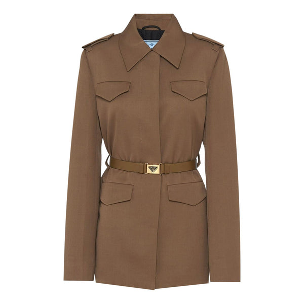Prada Virgin Wool Gabardine Belted Jacket. Size 38IT
