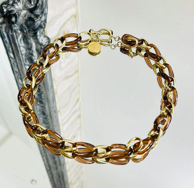 Angelique De Paris Resin & 18K Gold Plated Sterling Silver Link Necklace