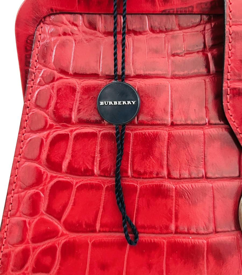 Burberry Croc Embossed Leather Handbag