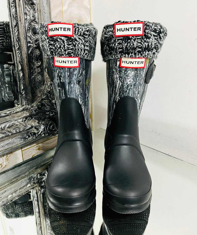Hunter Original Short Marble Wellington Boots & Socks. Size 37