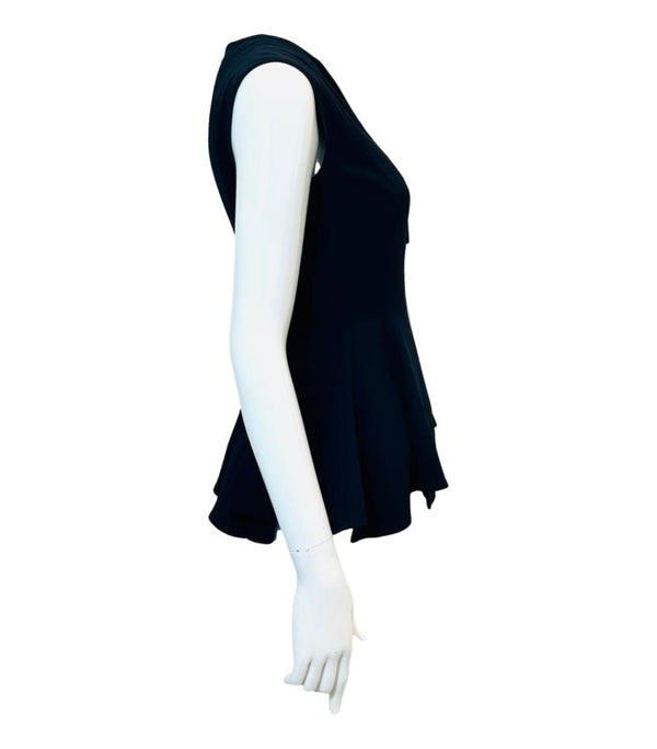 Alexander McQueen Square Buckle Neckline Peplum Top. Size 40IT