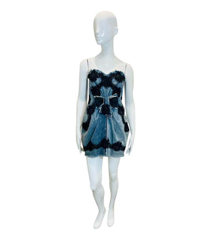 Dolce & Gabbana Denim Lace Detailed Dress. Size 42IT