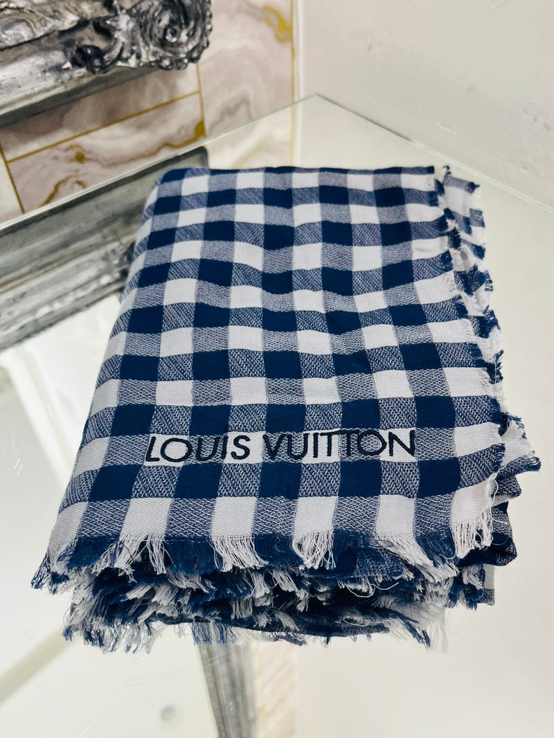 Louis Vuitton Cotton Gingham Shawl Scarf