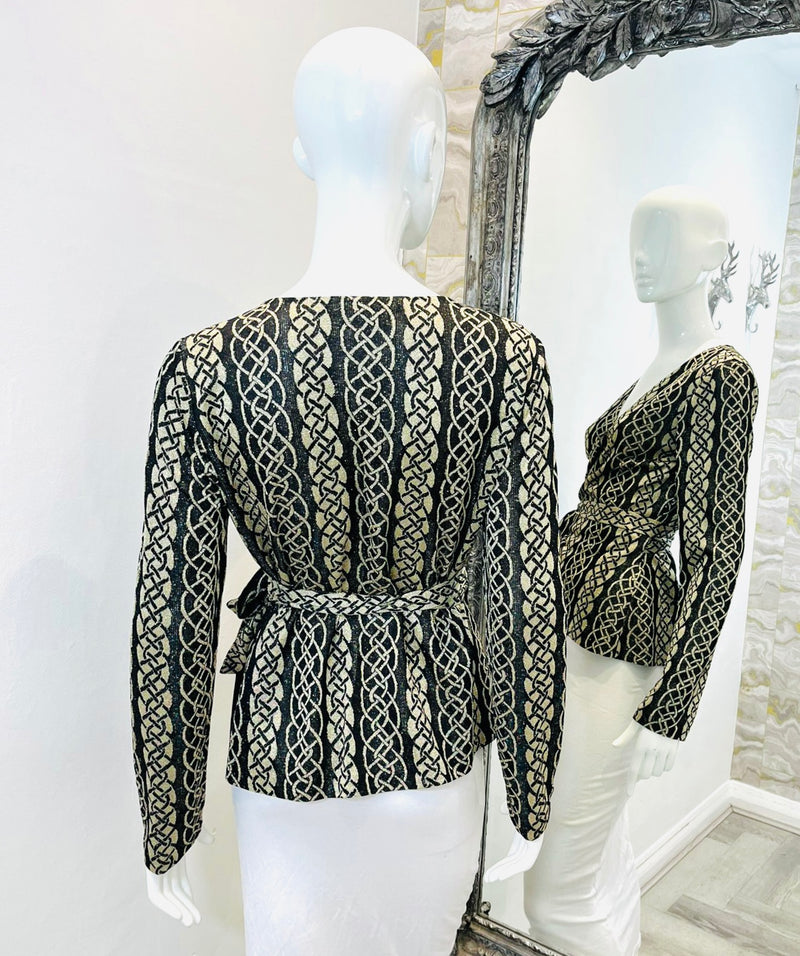 Diane Von Metallic Furstenberg Wrap Top. Size 12UK