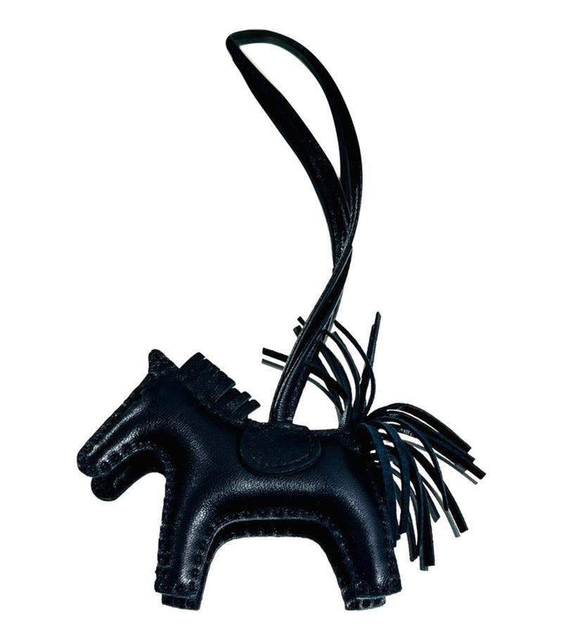 Hermes So Black Rodeo Pegasus Leather Bag Charm PM