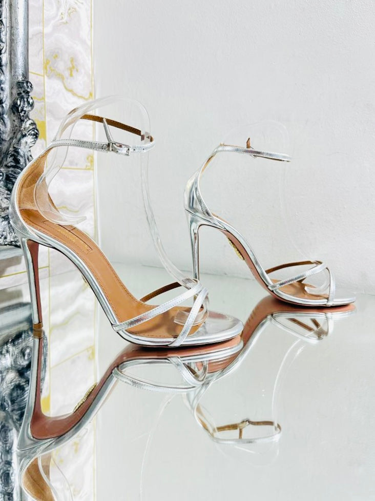 Aquazzura Metallic Leather Leather Strappy Heels. Size 35.5
