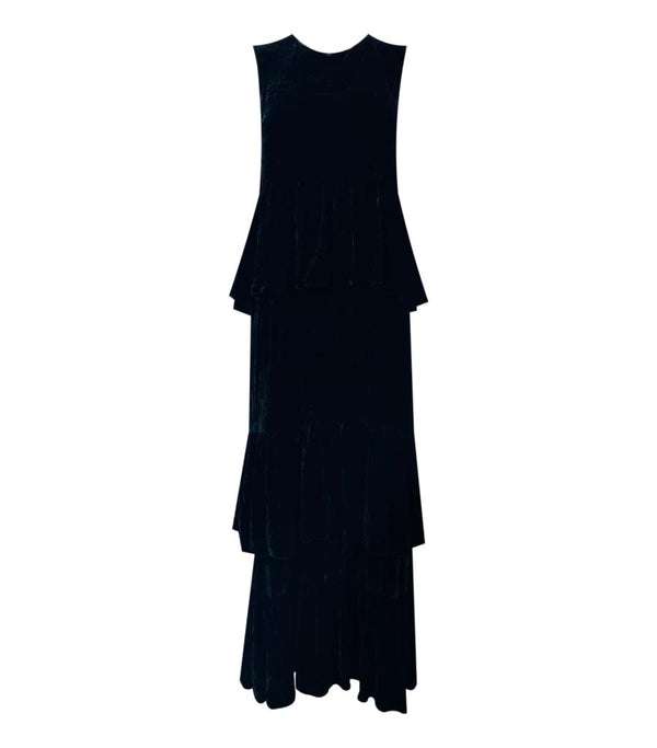Faey Tiered Velvet Silk Blend Dress. Size 10UK