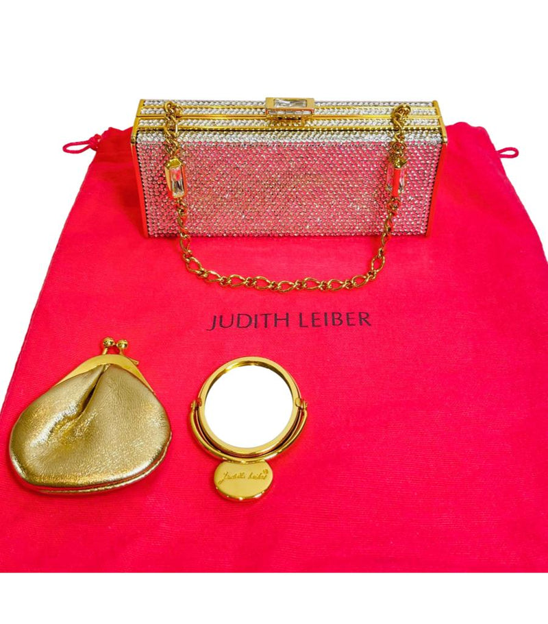 Judith Leiber Swarovski Crystal Embellished  Bag With Matching Mirror & Coin Purse