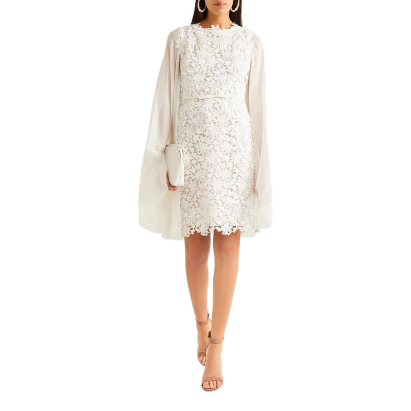Giambattista Valli Guipure Lace Cape Dress. Size 38IT