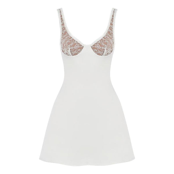 House Of CB Satin Lace Detail Mini Dress. Size S