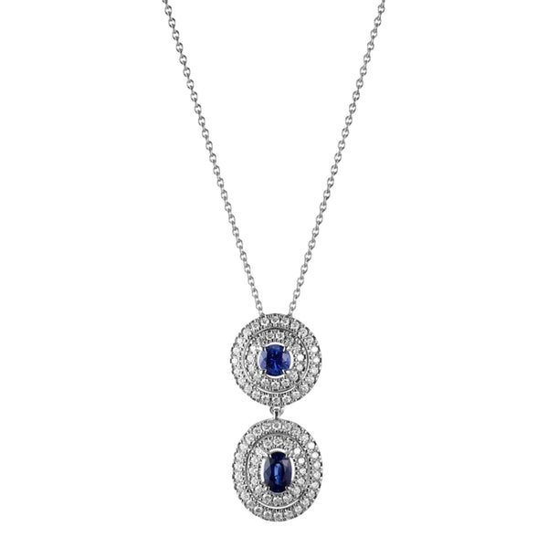 Asprey Sapphire & Diamond Pendant Necklace Set In Platinum