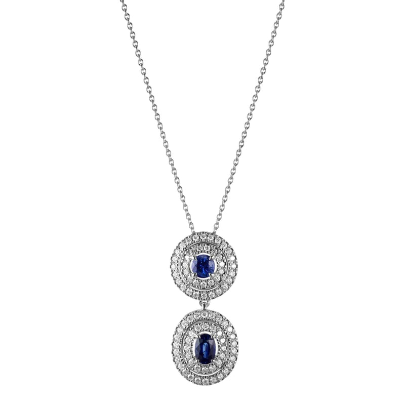Asprey Sapphire & Diamond Pendant Necklace Set In Platinum