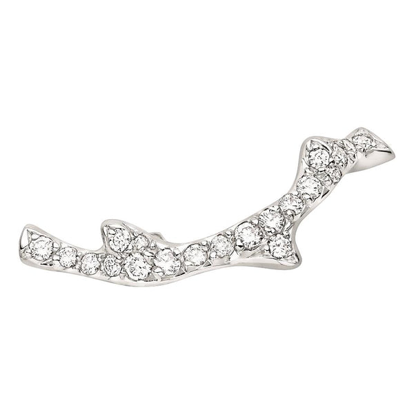 Dior Bois Single Diamond Ear Climber Earring In 18k White Gold