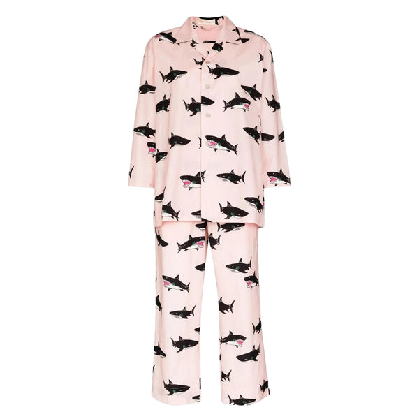 Olivia Von Halle Casablanca Shark Print Pyjamas. Size XS
