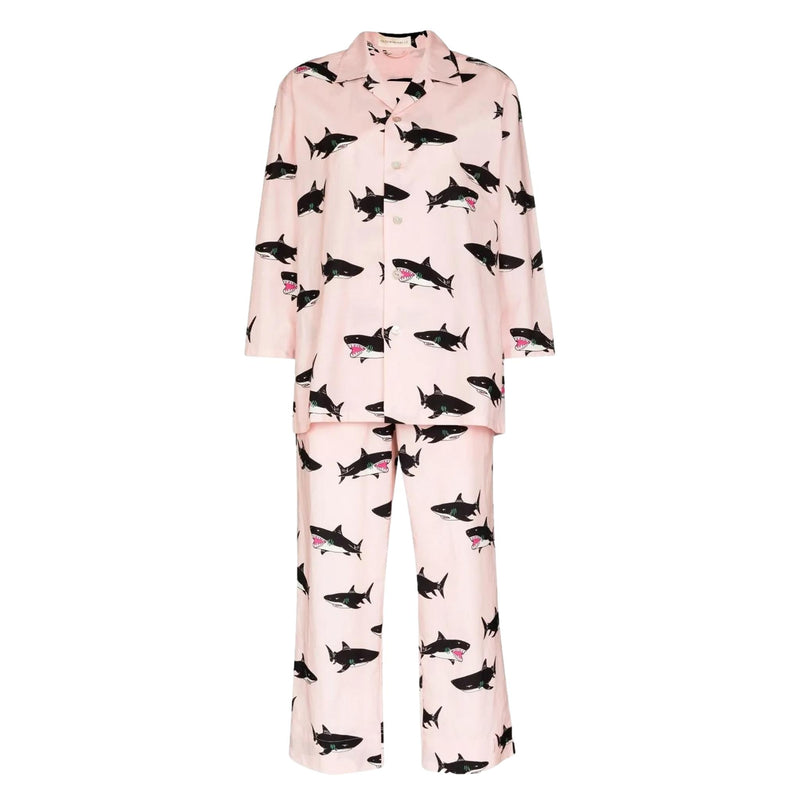 Olivia Von Halle Casablanca Shark Print Pyjamas. Size XS