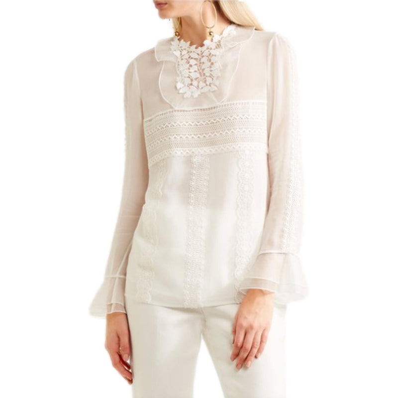 Giambatista Valli Silk & Guipure Lace Top . Size 38IT