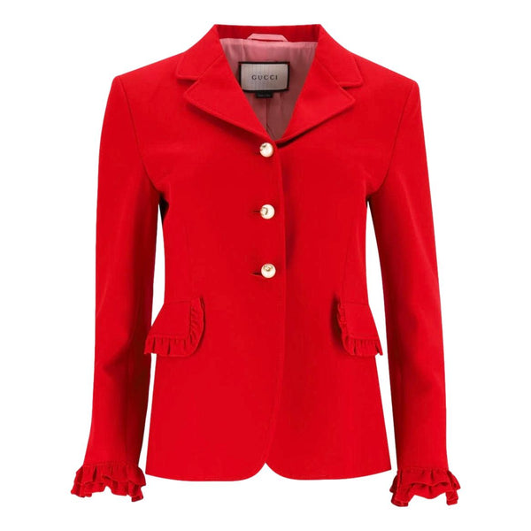 Gucci Wool & Silk Jacket With 'GG' Logo Pearl Buttons. Size 44IT