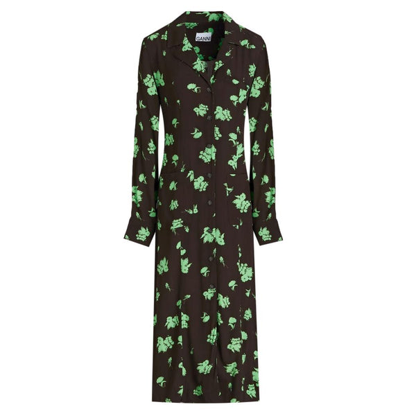 Ganni Printed Crepe Shirt Dress. Size 36FR