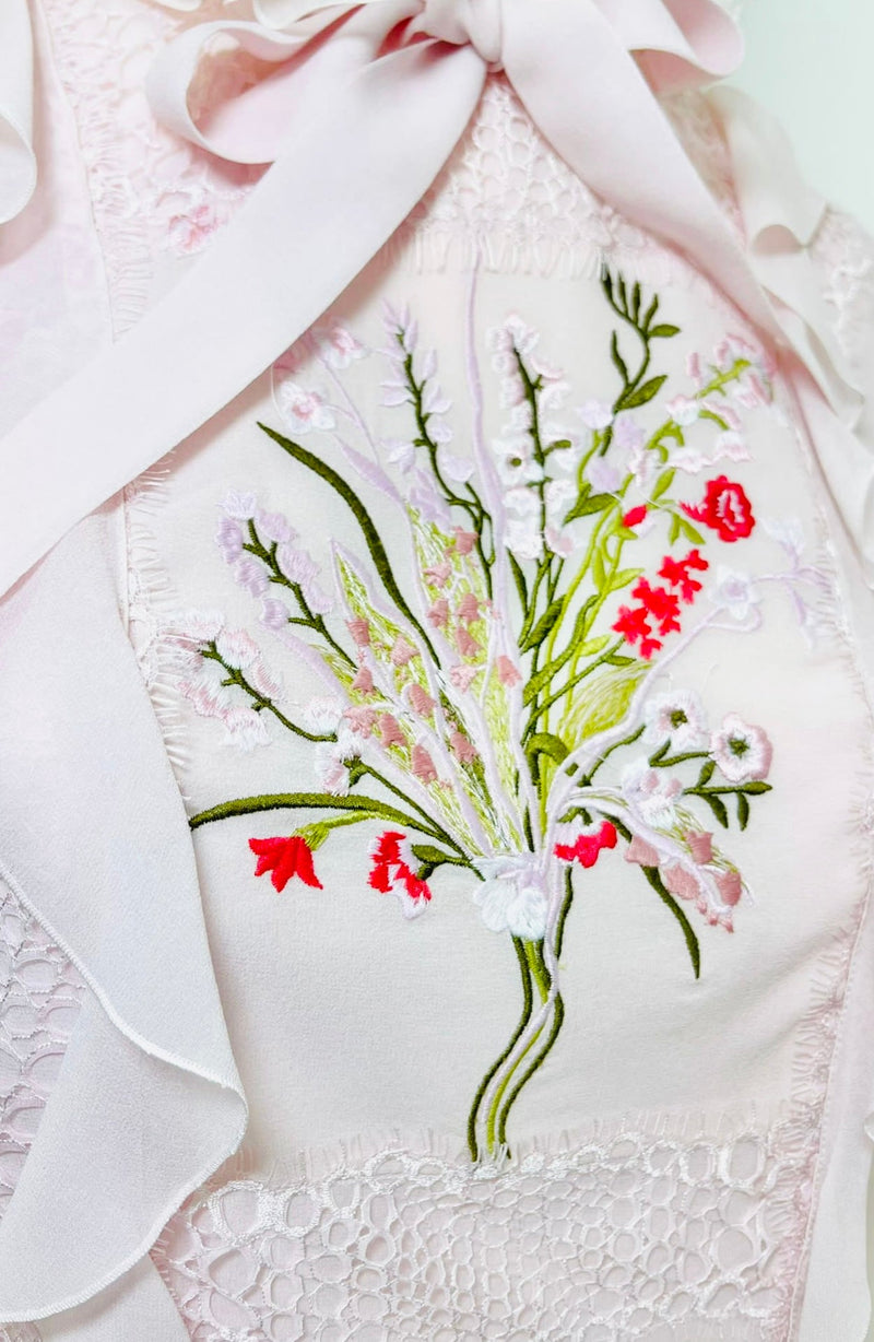 Giambatista Valli Silk & Embroidered Georgette Blouse. Size 38IT