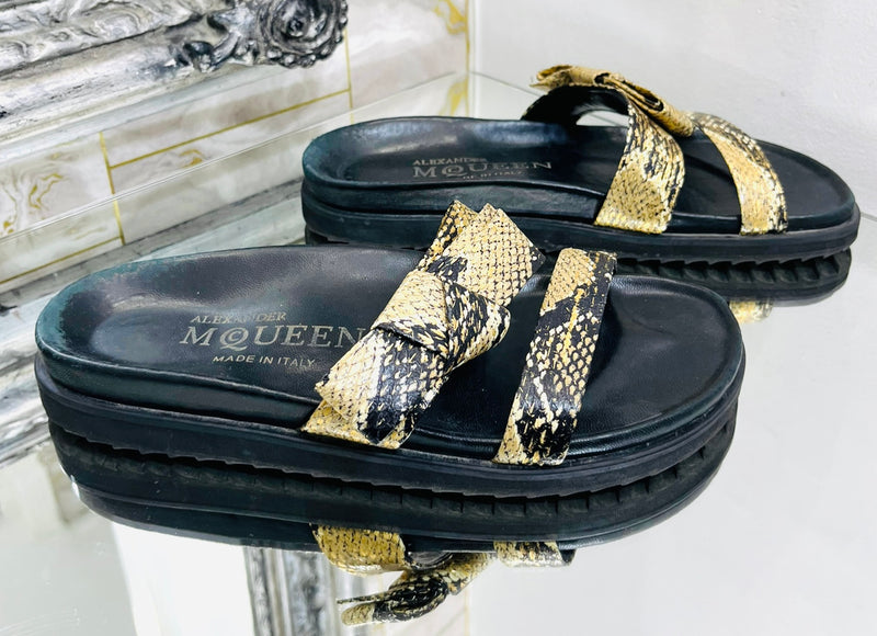 Alexander McQueen Snakeskin Slides. Size 38