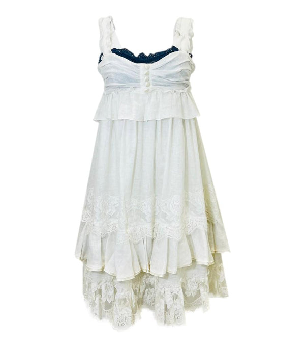 Dolce & Gabbana Linen & Lace Dress. Size 40IT