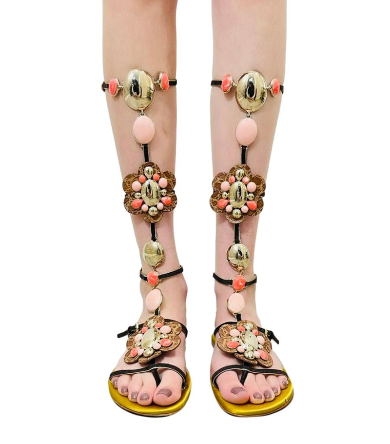 Louis Vuitton Embellished Gladiator Sandals. Size 39