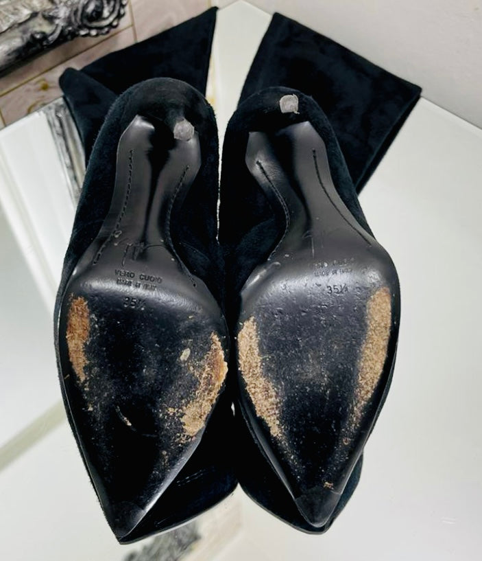 Giuseppe Zanotti Suede Over-Knee Boots. Size 35.5