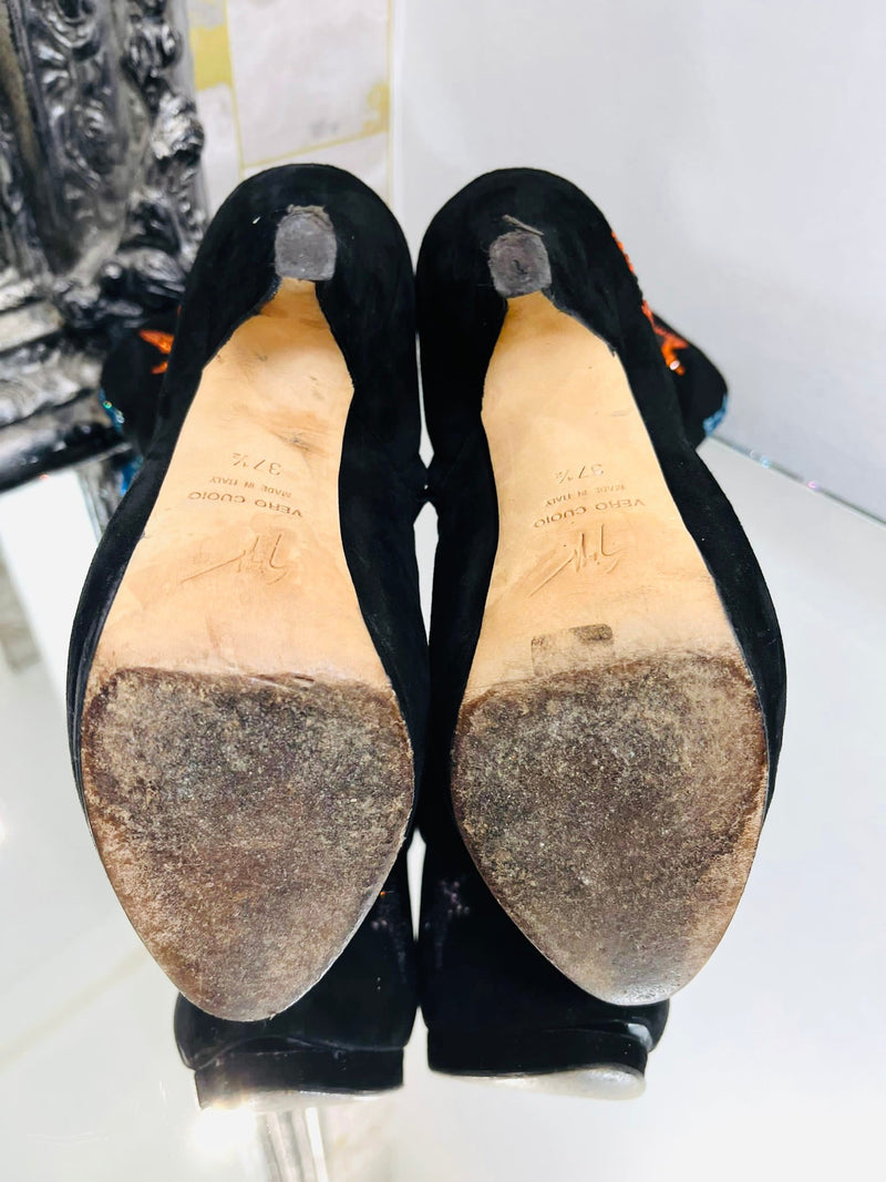 Giuseppe Zanotti Crystal Star Suede Boots. Size 37.5