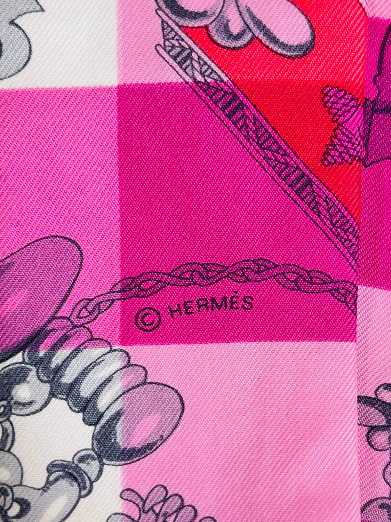 Hermes Gold Plated Medor Stud Scarf Rings & Silk Twilly