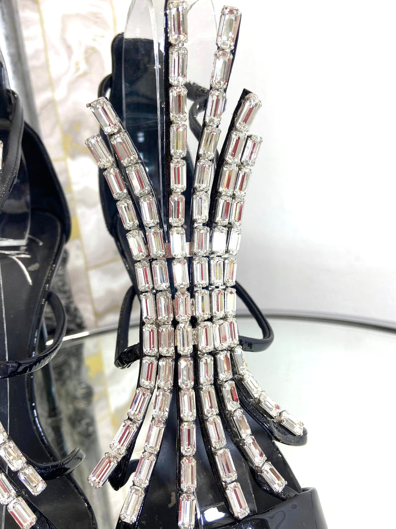 Giuseppe Zanotti Crystals Patent Leather Heels.  Size 38