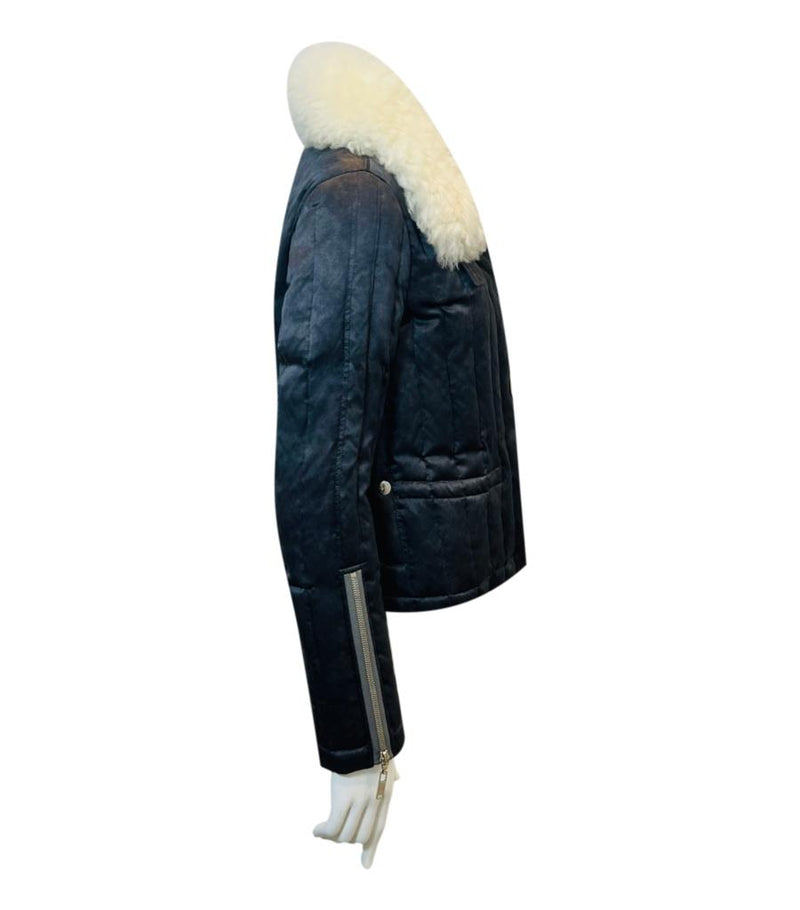 Louis Vuitton Silk, Shearling & Down Jacket. Size 34FR