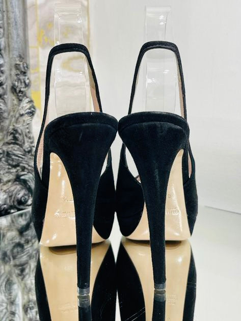 Miu Miu Peep Toe & Slingback Suede Heels. Size 37.5