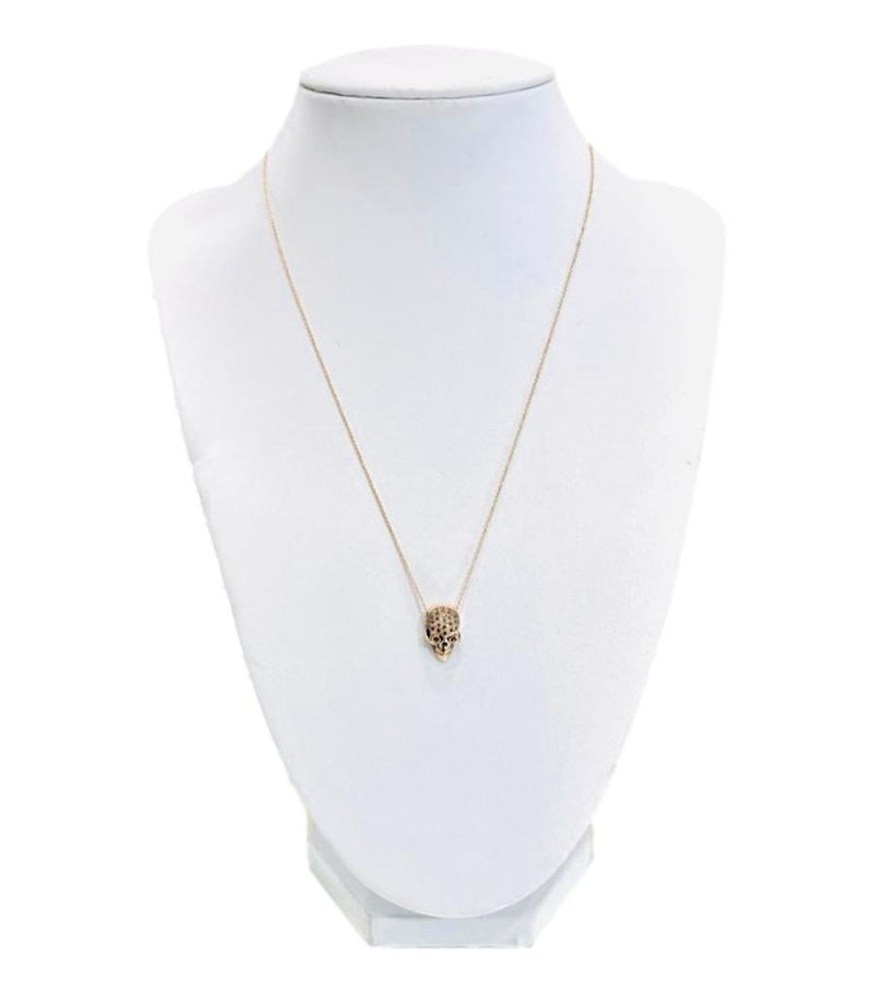 Cesare Bizotto Black Diamond & Ruby Skull 18k Gold Necklace