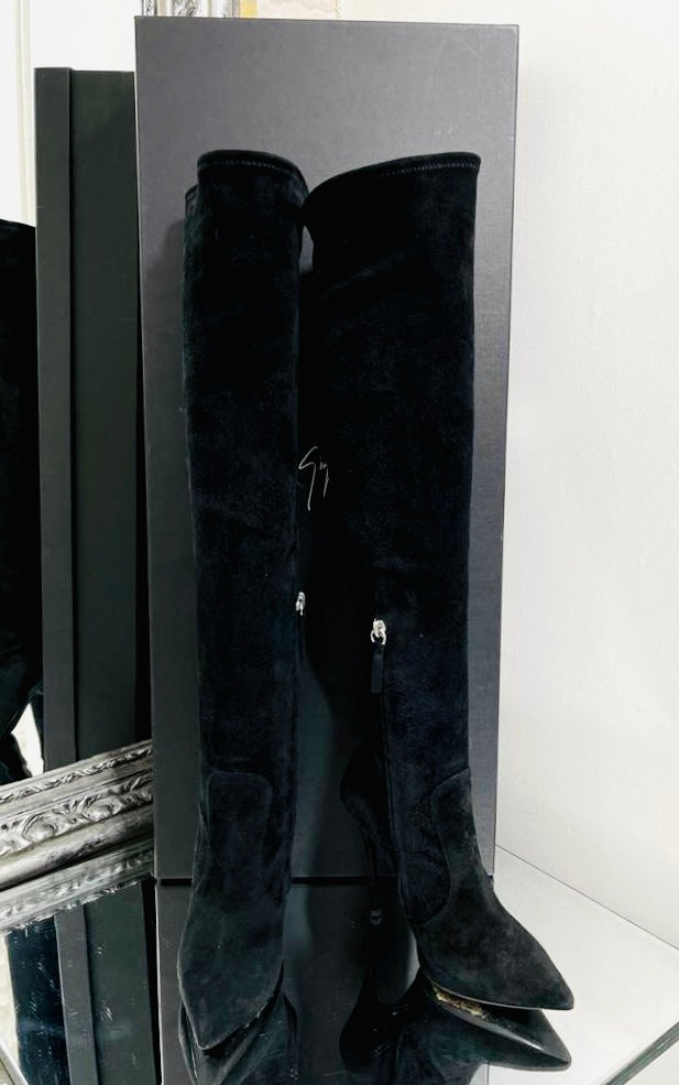 Giuseppe Zanotti Suede Over-Knee Boots. Size 35.5